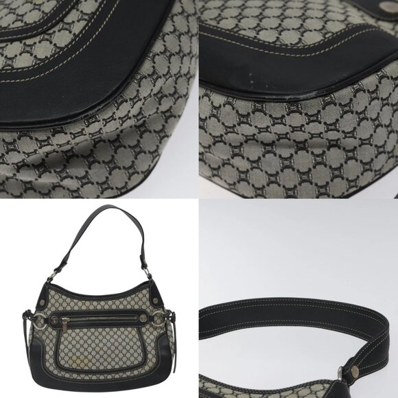 CELINE Macadam Canvas Shoulder Bag Gray Silver Authentic - Picture 11 of 15